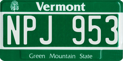 VT license plate NPJ953