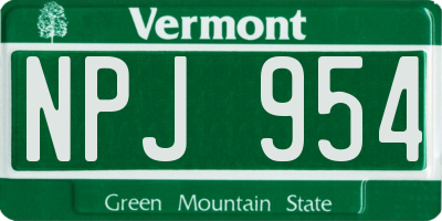 VT license plate NPJ954