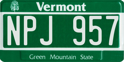 VT license plate NPJ957