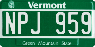 VT license plate NPJ959