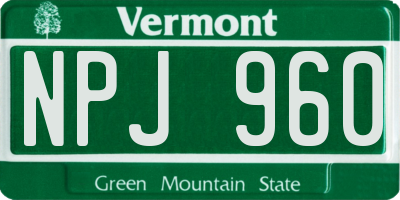 VT license plate NPJ960