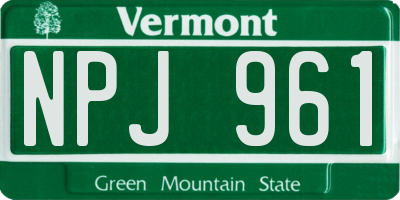 VT license plate NPJ961