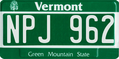 VT license plate NPJ962