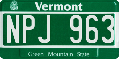 VT license plate NPJ963