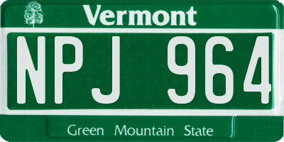 VT license plate NPJ964