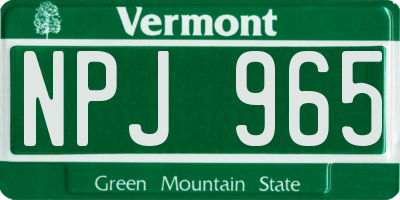VT license plate NPJ965