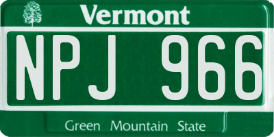 VT license plate NPJ966