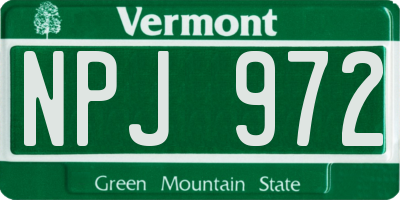 VT license plate NPJ972