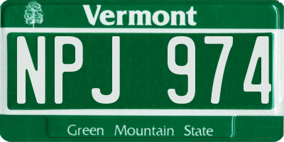 VT license plate NPJ974