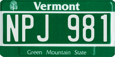 VT license plate NPJ981