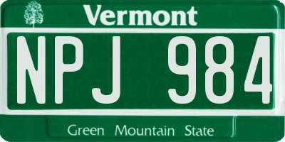 VT license plate NPJ984