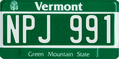 VT license plate NPJ991