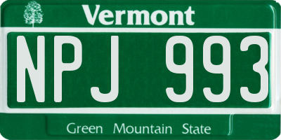VT license plate NPJ993