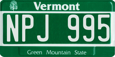 VT license plate NPJ995