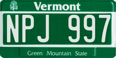 VT license plate NPJ997