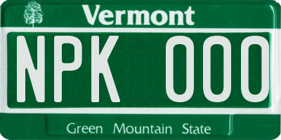 VT license plate NPK000
