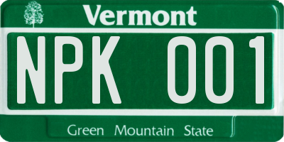 VT license plate NPK001