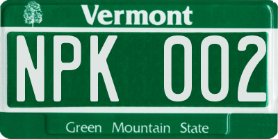 VT license plate NPK002