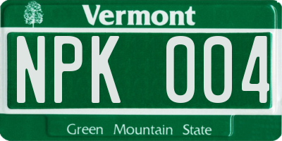 VT license plate NPK004