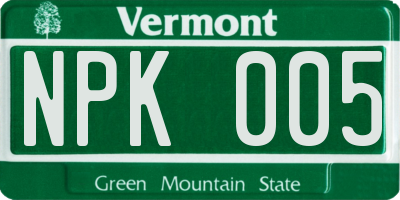 VT license plate NPK005