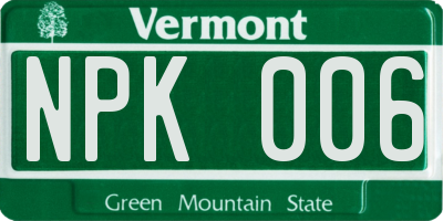 VT license plate NPK006