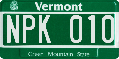 VT license plate NPK010