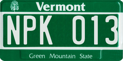 VT license plate NPK013