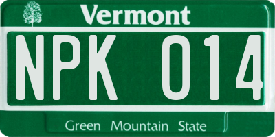 VT license plate NPK014