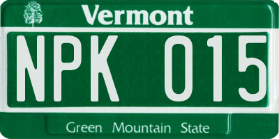 VT license plate NPK015