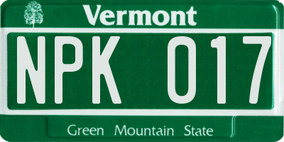VT license plate NPK017