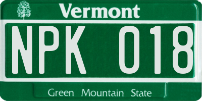 VT license plate NPK018
