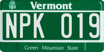 VT license plate NPK019