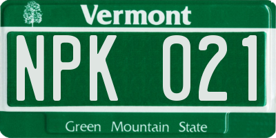 VT license plate NPK021