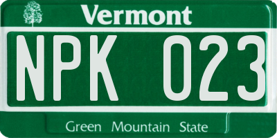 VT license plate NPK023