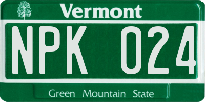 VT license plate NPK024