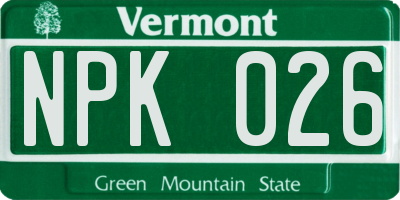 VT license plate NPK026