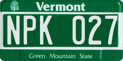 VT license plate NPK027