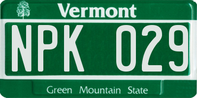 VT license plate NPK029