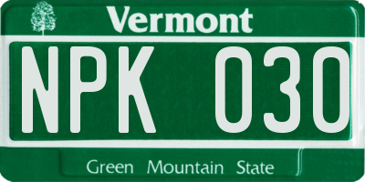 VT license plate NPK030