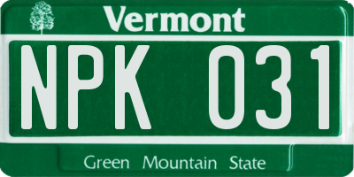 VT license plate NPK031