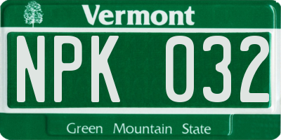 VT license plate NPK032