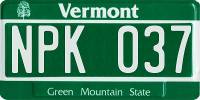 VT license plate NPK037