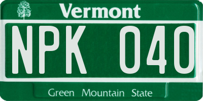VT license plate NPK040