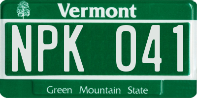 VT license plate NPK041