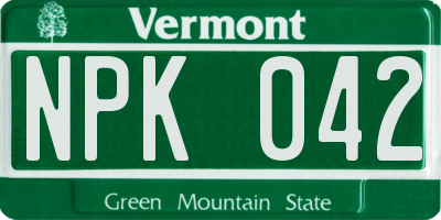 VT license plate NPK042