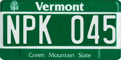 VT license plate NPK045