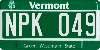 VT license plate NPK049