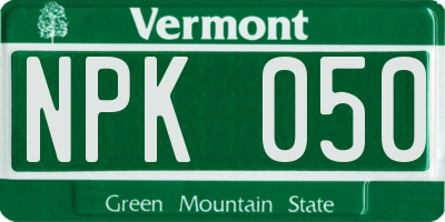 VT license plate NPK050