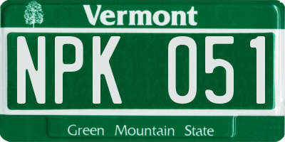VT license plate NPK051