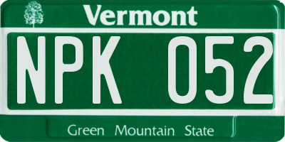 VT license plate NPK052